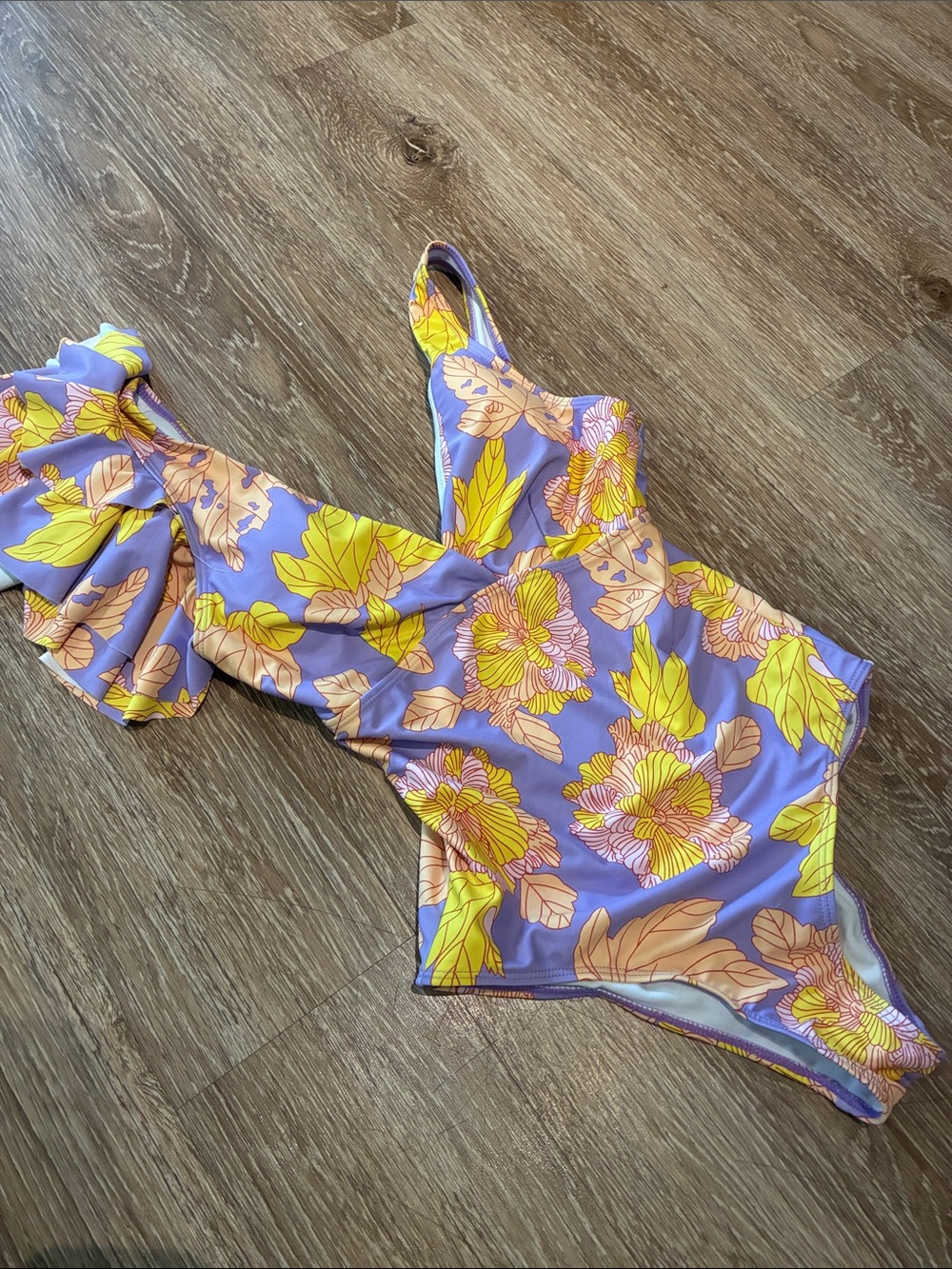 Women's Lilac Floral Swimsuit S
